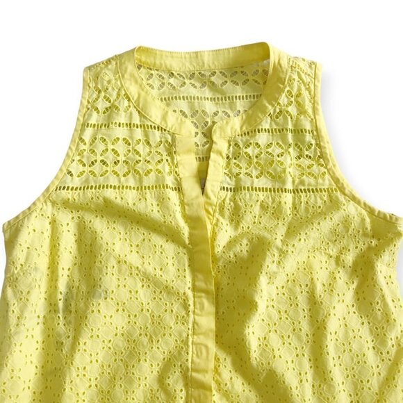 Loft yellow cotton eyelet sheath dress, size 8P - Picture 8 of 12